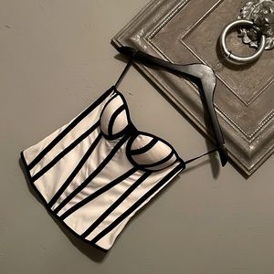 Skweez couture. White with stripes details in black bustier.